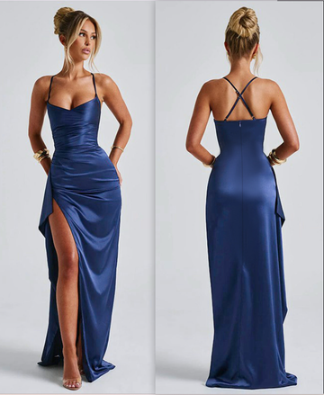 Elegant Satin Slit Gown